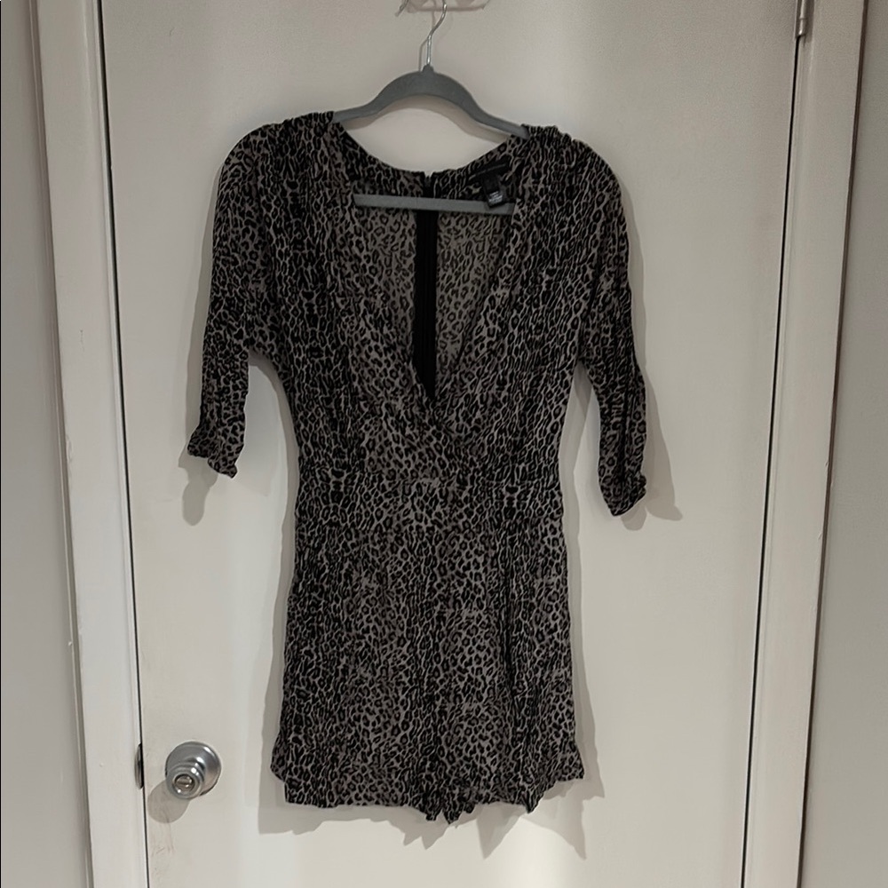 Leopard Print V-Neck Women's Romper